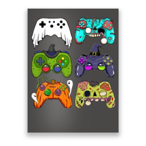 Skeleton Zombie Gaming Controllers For Halloween Gamer Gift Poster