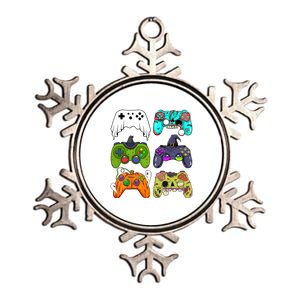 Skeleton Zombie Gaming Controllers For Halloween Gamer Gift Metallic Star Ornament