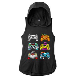 Skeleton Zombie Gaming Controllers Halloween Gamer Ladies PosiCharge Tri-Blend Wicking Draft Hoodie Tank