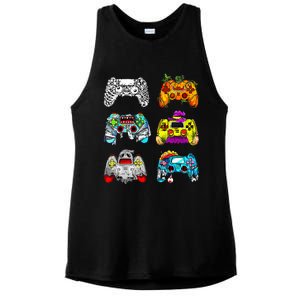 Skeleton Zombie Gaming Controllers Halloween Gamer Ladies PosiCharge Tri-Blend Wicking Tank