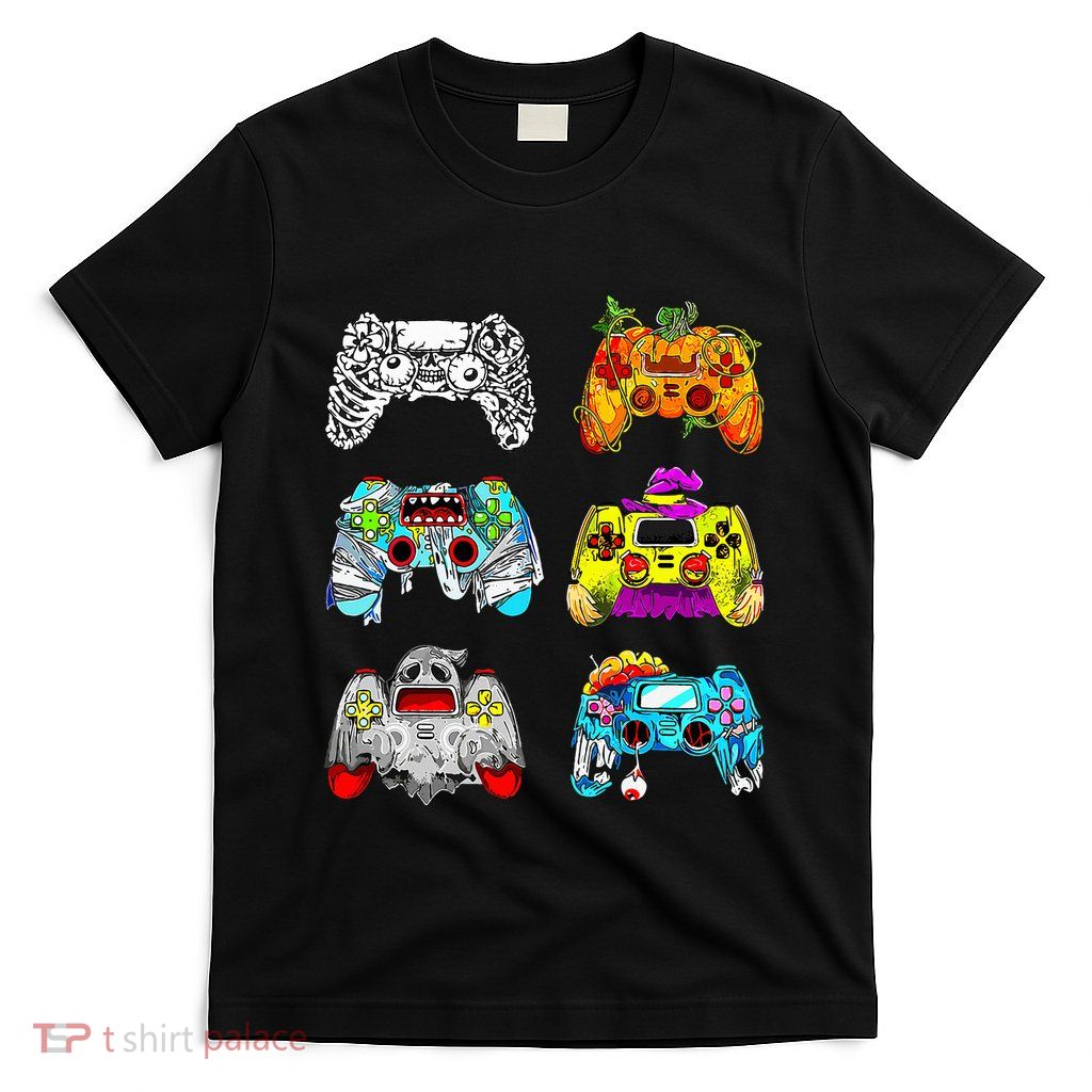 Skeleton Zombie Gaming Controllers Halloween Gamer T-Shirt