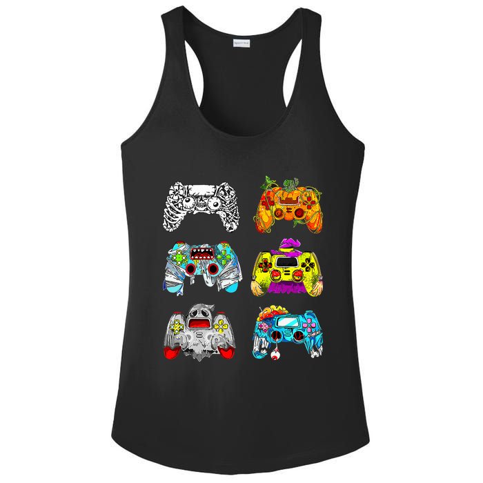 Skeleton Zombie Gaming Controllers Halloween Gamer Ladies PosiCharge Competitor Racerback Tank