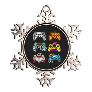 Skeleton Zombie Gaming Controllers Halloween Gamer Metallic Star Ornament