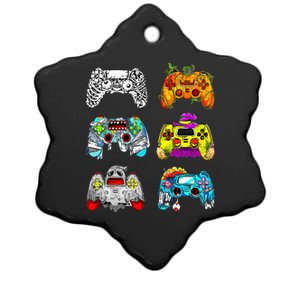 Skeleton Zombie Gaming Controllers Halloween Gamer Ceramic Star Ornament