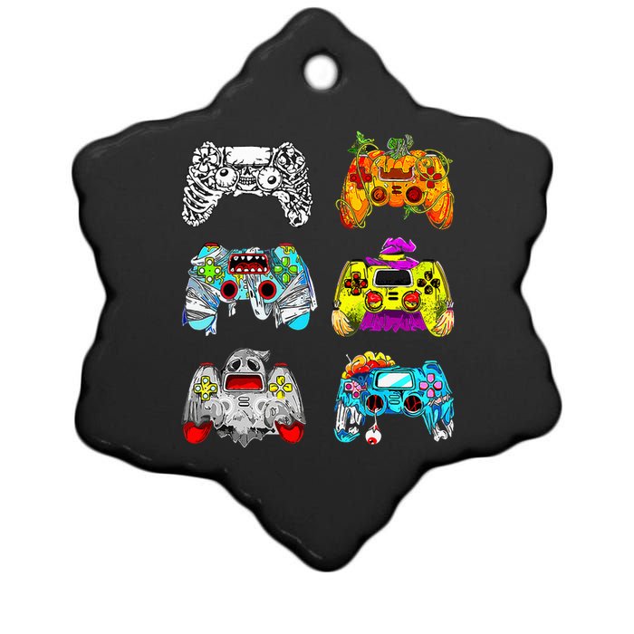 Skeleton Zombie Gaming Controllers Halloween Gamer Ceramic Star Ornament