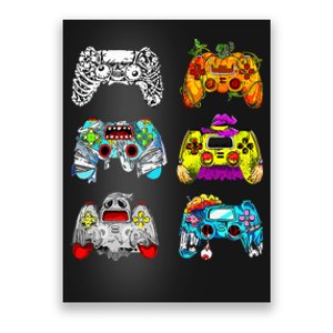 Skeleton Zombie Gaming Controllers Halloween Gamer Poster