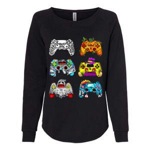 Skeleton Zombie Gaming Controllers Halloween Gamer Womens California Wash Sweatshirt