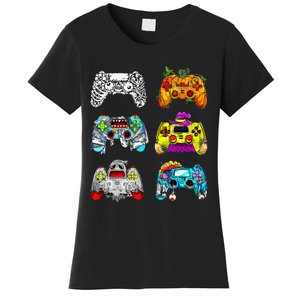 Skeleton Zombie Gaming Controllers Halloween Gamer Women's T-Shirt