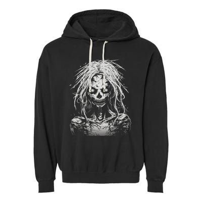 Scary Zombie Girl Halloween Graphic Tees Garment-Dyed Fleece Hoodie