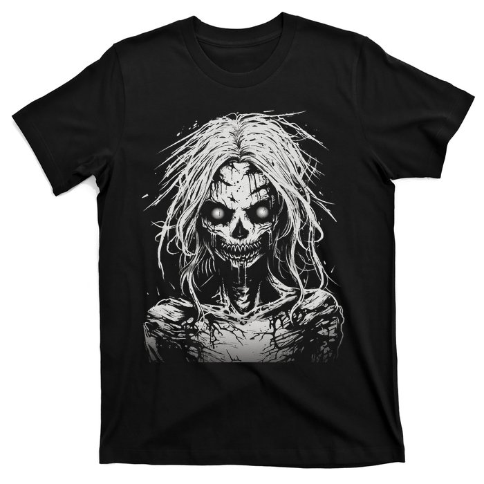 Scary Zombie Girl Halloween Graphic Tees T-Shirt