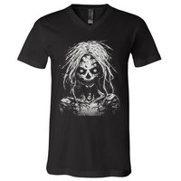 Scary Zombie Girl Halloween Graphic Tees V-Neck T-Shirt