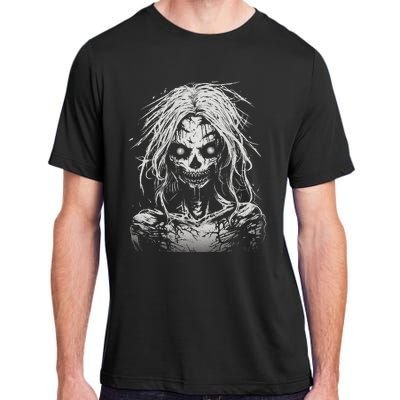 Scary Zombie Girl Halloween Graphic Tees Adult ChromaSoft Performance T-Shirt