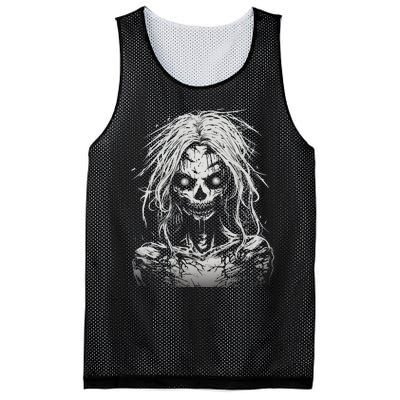 Scary Zombie Girl Halloween Graphic Tees Mesh Reversible Basketball Jersey Tank