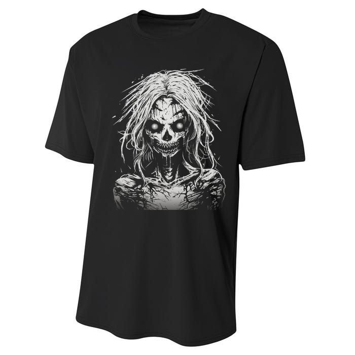 Scary Zombie Girl Halloween Graphic Tees Performance Sprint T-Shirt