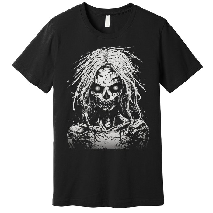 Scary Zombie Girl Halloween Graphic Tees Premium T-Shirt