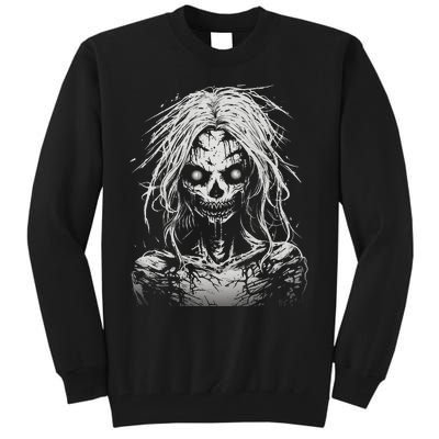 Scary Zombie Girl Halloween Graphic Tees Tall Sweatshirt