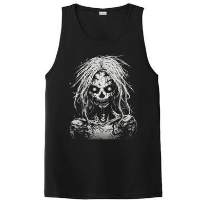 Scary Zombie Girl Halloween Graphic Tees PosiCharge Competitor Tank