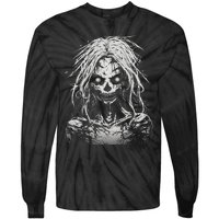 Scary Zombie Girl Halloween Graphic Tees Tie-Dye Long Sleeve Shirt