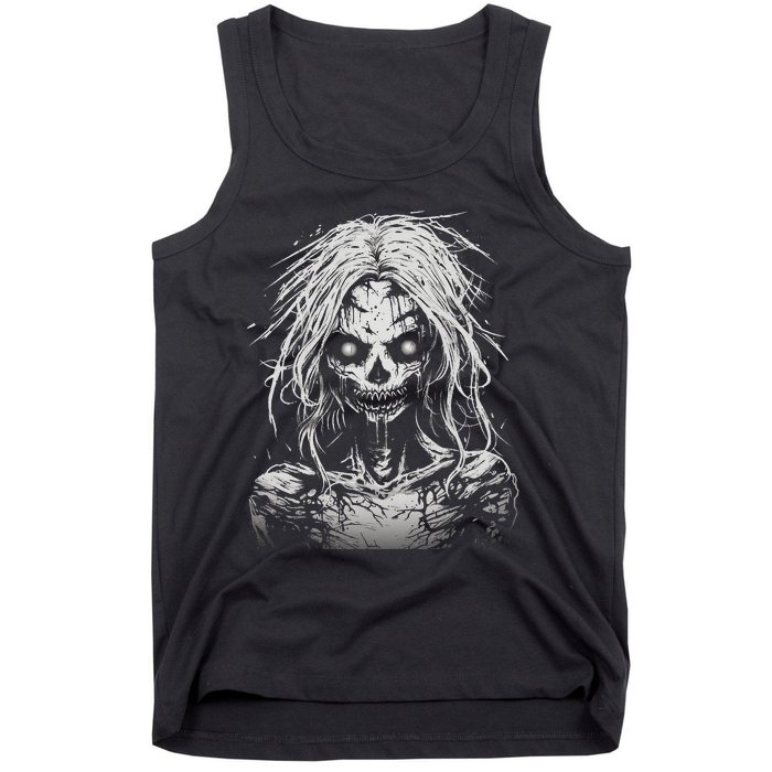 Scary Zombie Girl Halloween Graphic Tees Tank Top