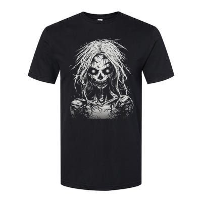 Scary Zombie Girl Halloween Graphic Tees Softstyle CVC T-Shirt