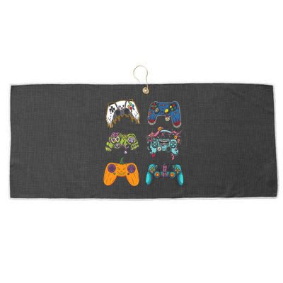 Skeleton Zombie Gaming Controllers Halloween For Gamer Boy Large Microfiber Waffle Golf Towel