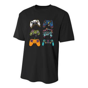 Skeleton Zombie Gaming Controllers Halloween For Gamer Boy Youth Performance Sprint T-Shirt