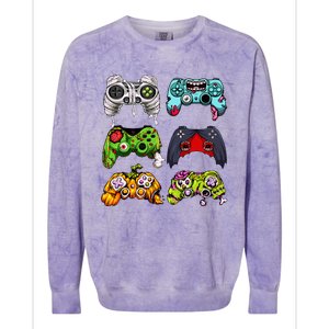 Skeleton Zombie Gaming Controllers Halloween Gamer Colorblast Crewneck Sweatshirt