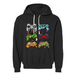 Skeleton Zombie Gaming Controllers Halloween Gamer Garment-Dyed Fleece Hoodie