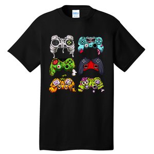 Skeleton Zombie Gaming Controllers Halloween Gamer Tall T-Shirt