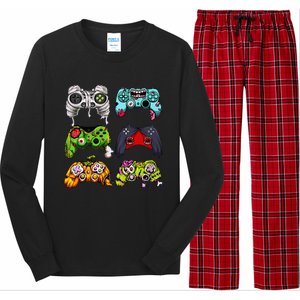 Skeleton Zombie Gaming Controllers Halloween Gamer Long Sleeve Pajama Set