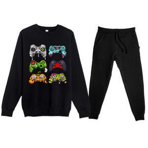 Skeleton Zombie Gaming Controllers Halloween Gamer Premium Crewneck Sweatsuit Set