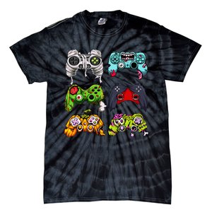 Skeleton Zombie Gaming Controllers Halloween Gamer Tie-Dye T-Shirt