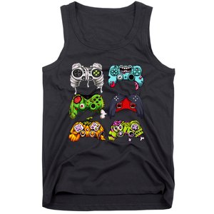 Skeleton Zombie Gaming Controllers Halloween Gamer Tank Top