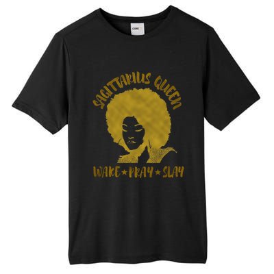 Sagittarius Zodiac Gift Queen Wake Pray Slay For Black Gift Tall Fusion ChromaSoft Performance T-Shirt