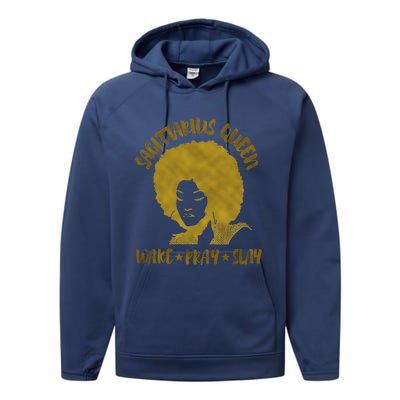 Sagittarius Zodiac Gift Queen Wake Pray Slay For Black Gift Performance Fleece Hoodie