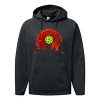 Spooky Zombie Hand with Pickleball for Halloween Performance Fleece Hoodie