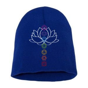 Spiritual Zen Lotus Flower Chakras Aligned Yoga Lover Gift Short Acrylic Beanie