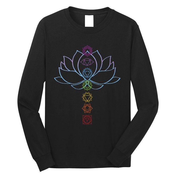 Spiritual Zen Lotus Flower Chakras Aligned Yoga Lover Long Sleeve Shirt