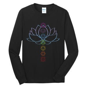 Spiritual Zen Lotus Flower Chakras Aligned Yoga Lover Tall Long Sleeve T-Shirt