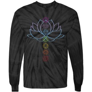 Spiritual Zen Lotus Flower Chakras Aligned Yoga Lover Tie-Dye Long Sleeve Shirt