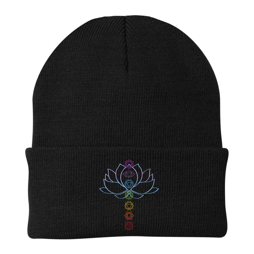 Spiritual Zen Lotus Flower Chakras Aligned Yoga Beanie