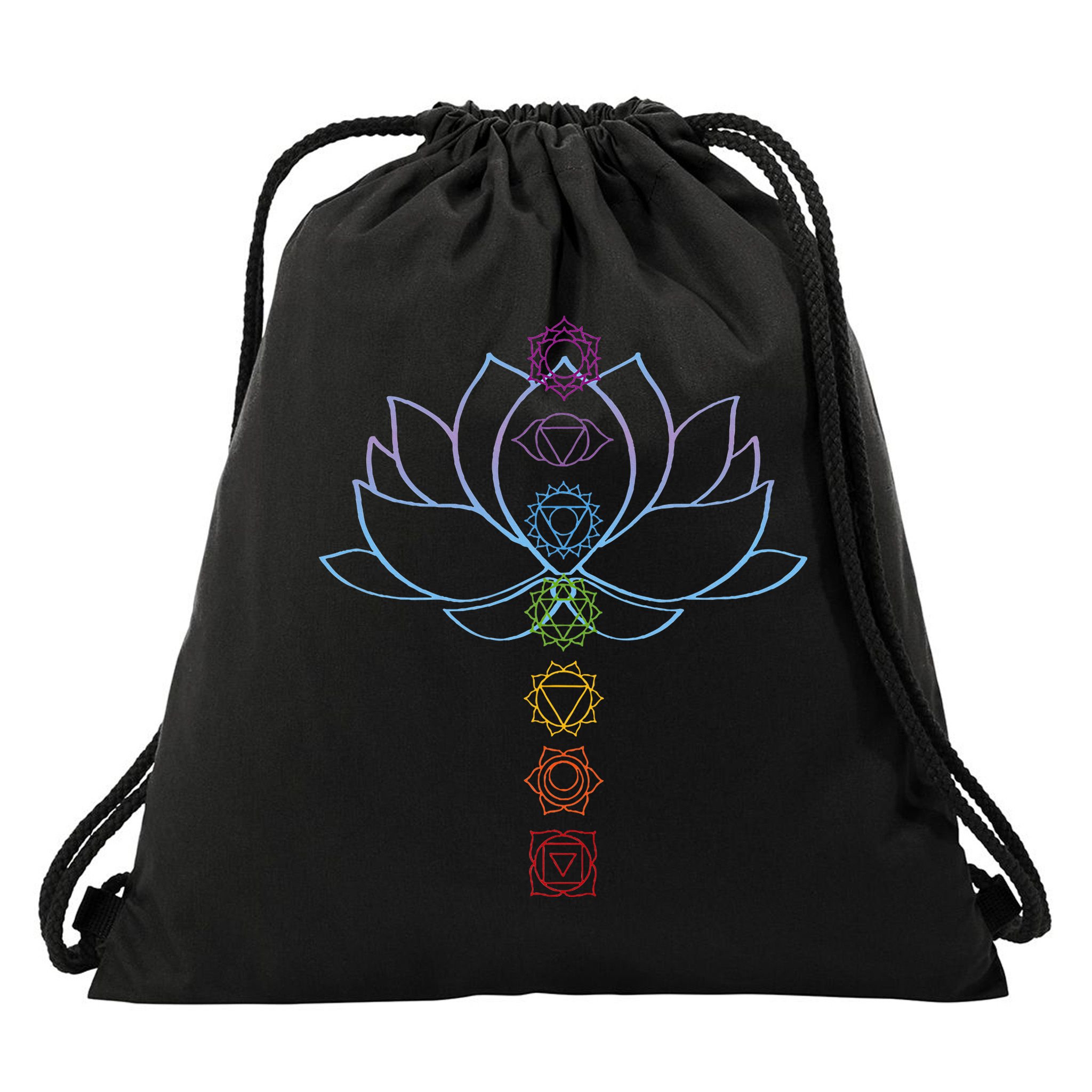 Spiritual Zen Lotus Flower Chakras Aligned Yoga Drawstring Bag