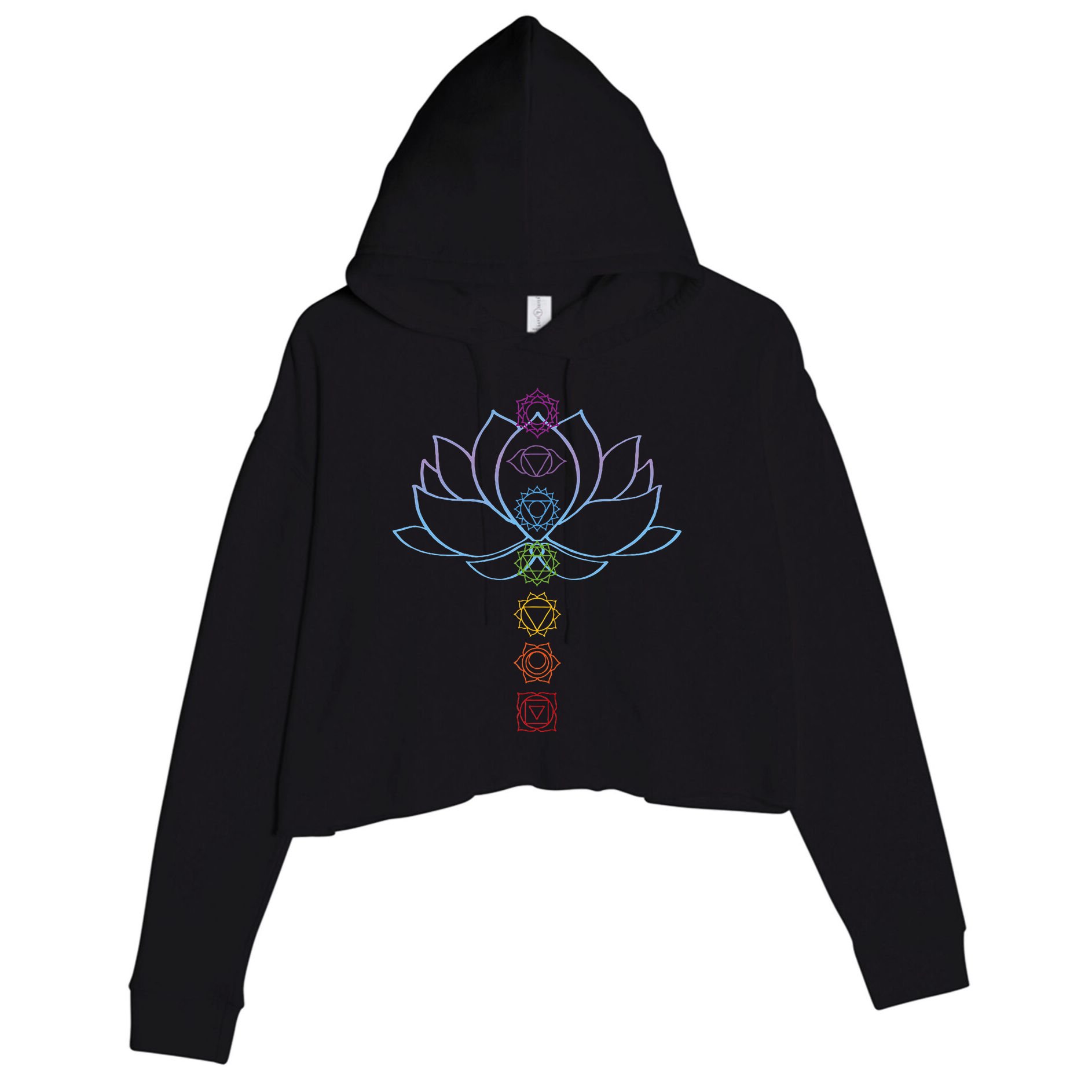 Spiritual Zen Lotus Flower Chakras Aligned Yoga Crop Fleece Hoodie