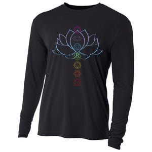 Spiritual Zen Lotus Flower Chakras Aligned Yoga Cooling Performance Long Sleeve Crew