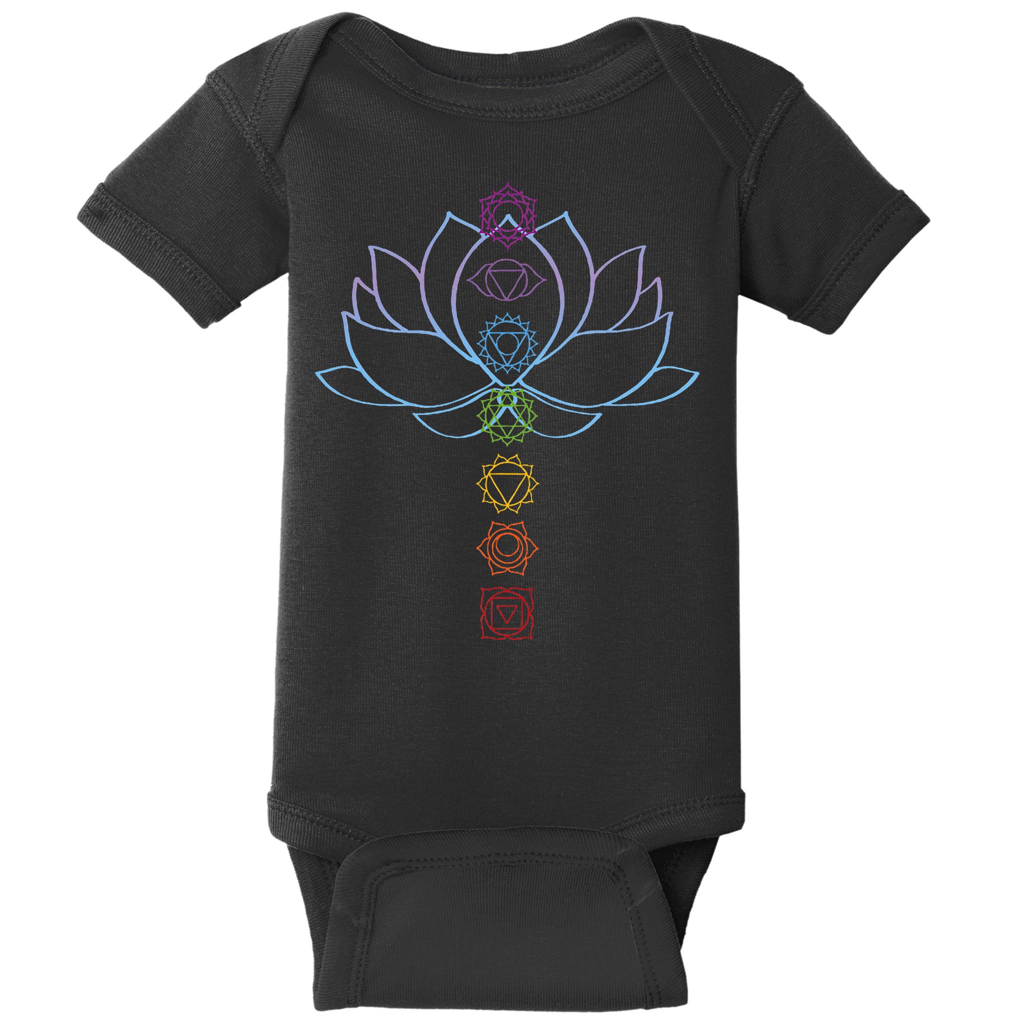 Spiritual Zen Lotus Flower Chakras Aligned Yoga Baby Bodysuit