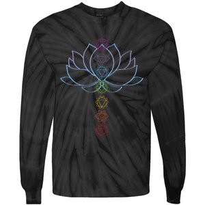 Spiritual Zen Lotus Flower Chakras Aligned Yoga Tie-Dye Long Sleeve Shirt