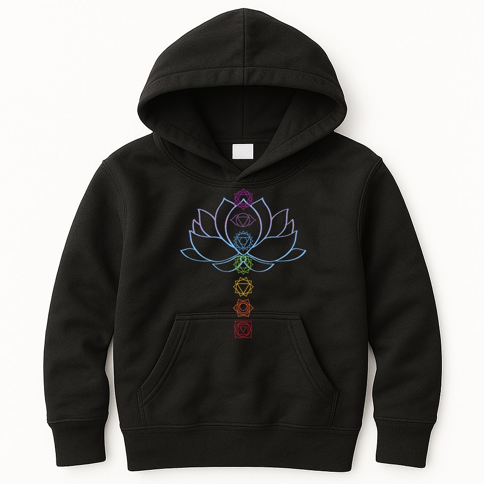 Spiritual Zen Lotus Flower Chakras Aligned Yoga Kids Hoodie