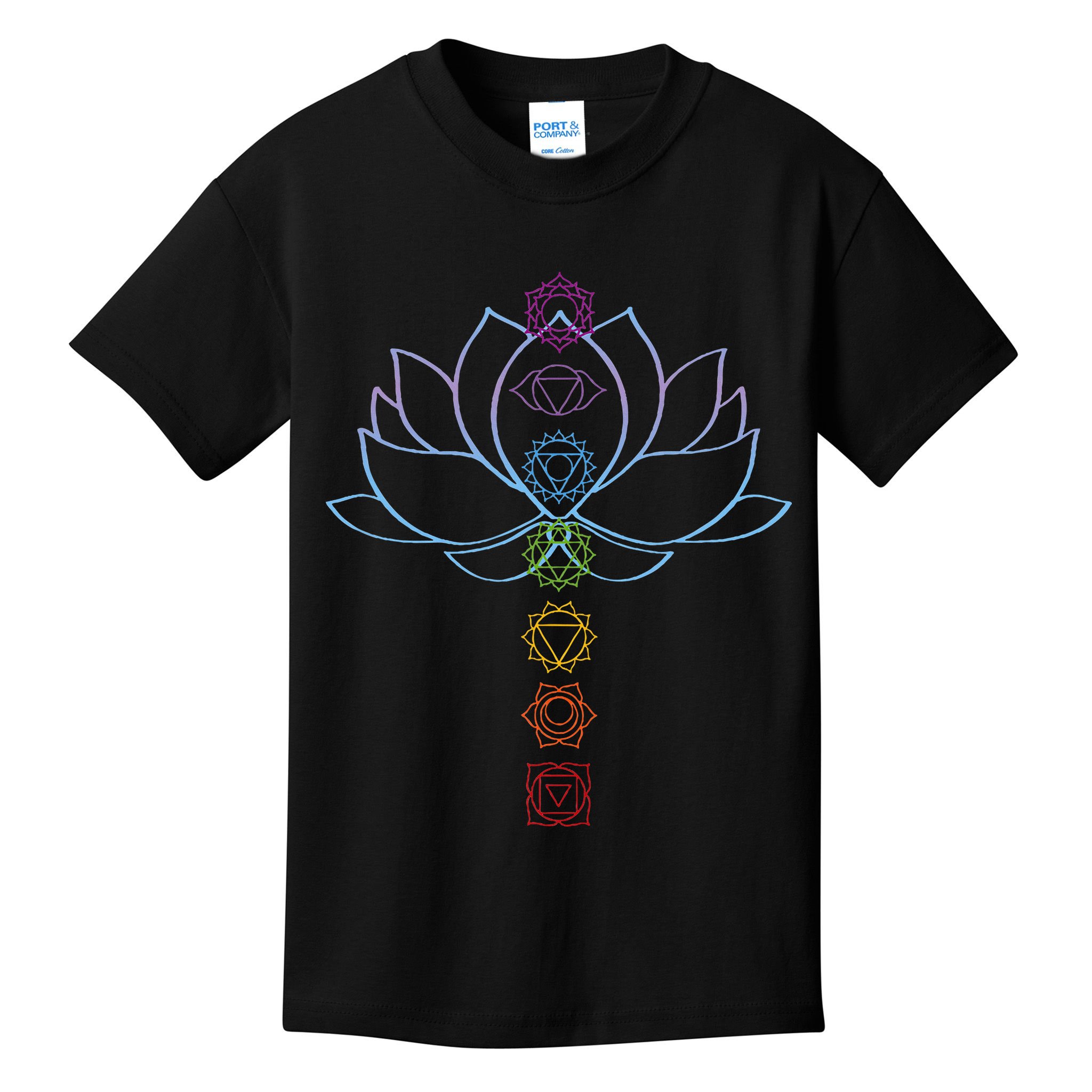 Spiritual Zen Lotus Flower Chakras Aligned Yoga Kids T-Shirt