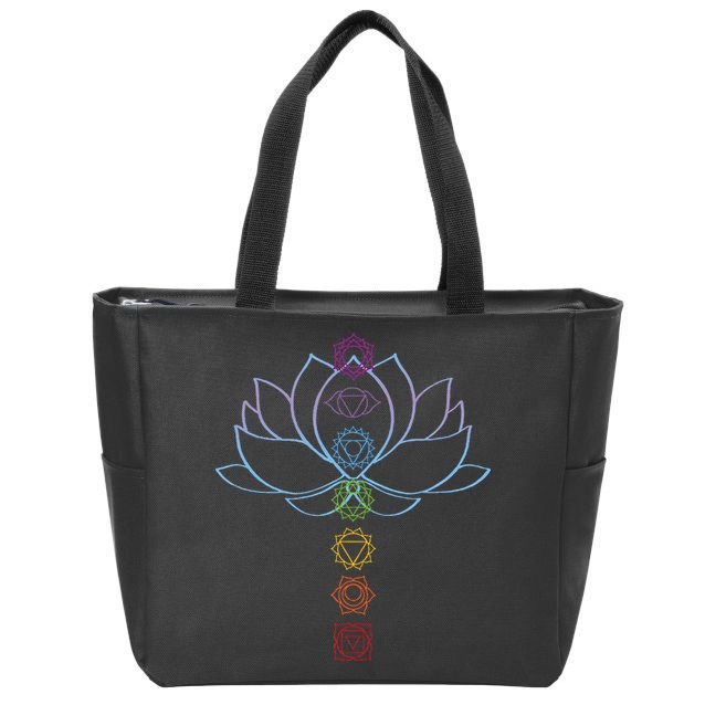 Spiritual Zen Lotus Flower Chakras Aligned Yoga Zip Tote Bag