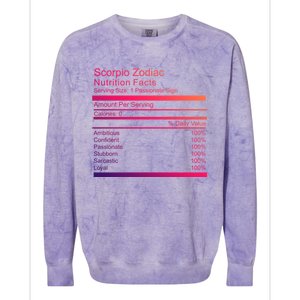 Scorpio Zodiac Nutrition Facts Scorpio Birthday Gift Colorblast Crewneck Sweatshirt